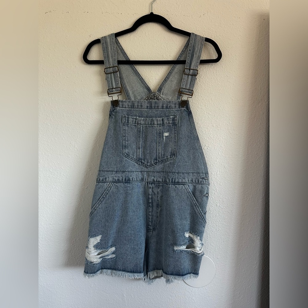 Show Me Your Mumu Georgia Overalls in Light Tide Denim 100% Cotton Size M